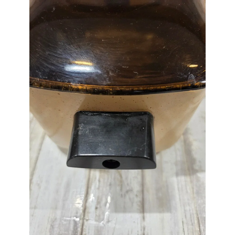 Vintage West Bend Speckled Tan Bird Motif Slow Cooker Deep Pan w/ Lid NO‎ BASE